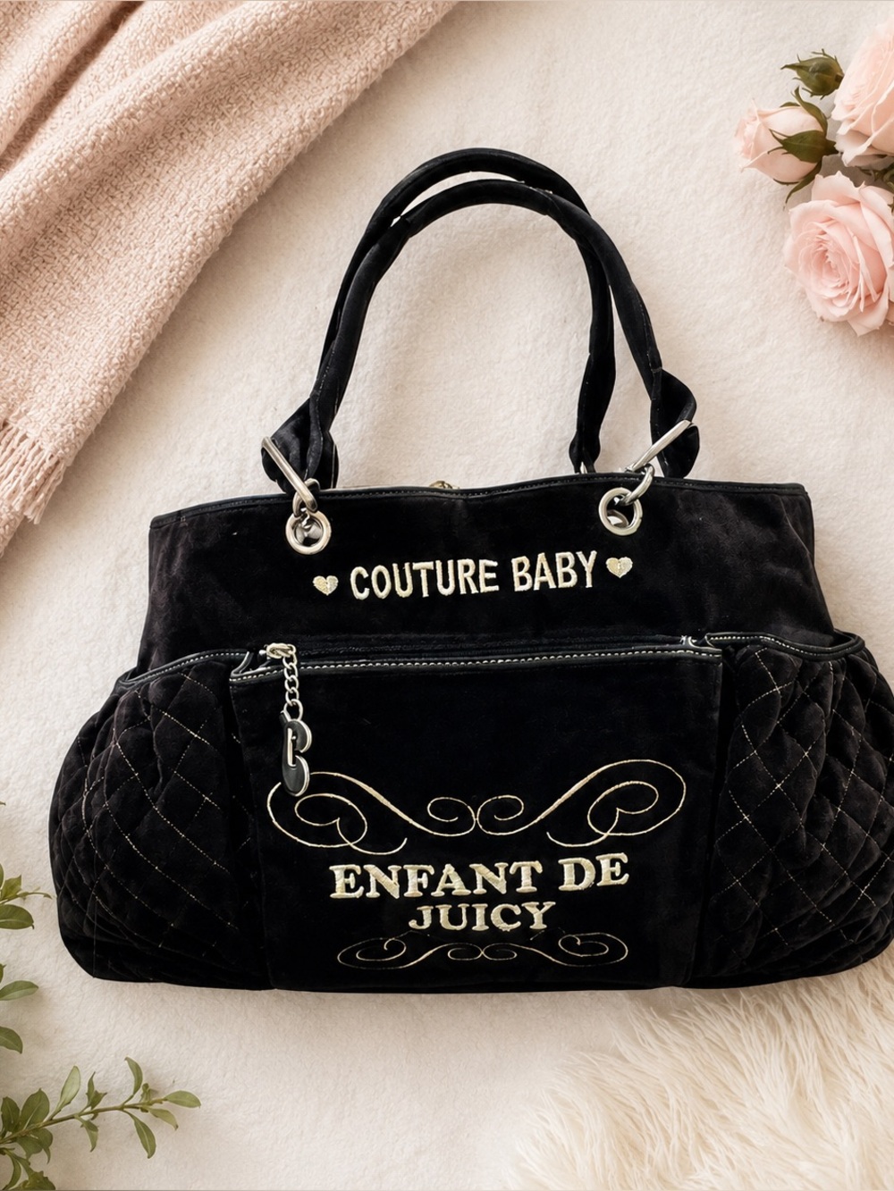 Juicy Couture Diaper Bag Quilted Couture Baby' Enfant De Baby Bag Black Amazing